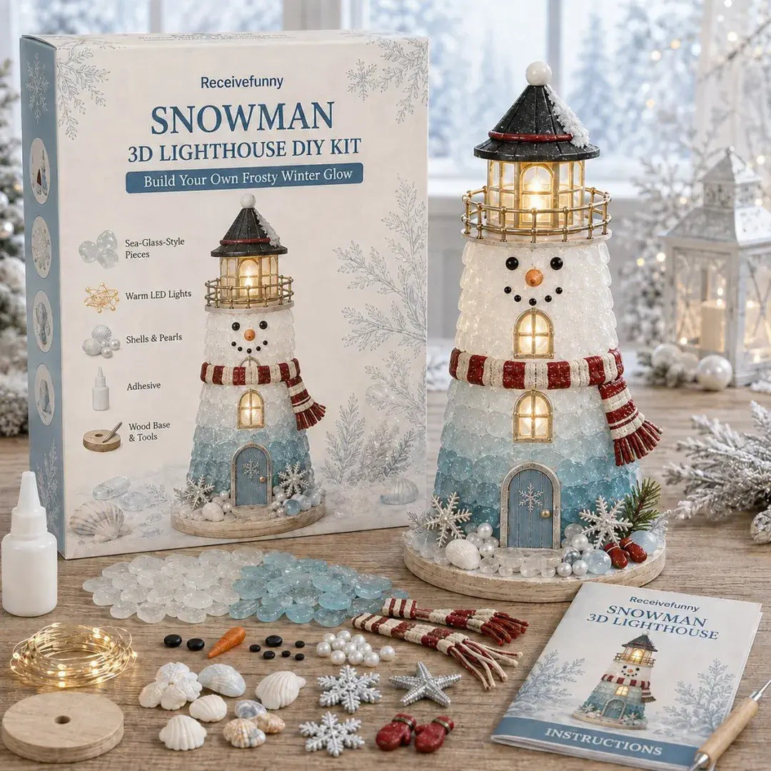 ⏳ Last Day 49% OFF – 🌊 Beginner-Friendly DIY Lighted Sea Glass-Style Lighthouse Kit Collection | Complete Kit with Sea Glass-Style Pieces, LED Lights & Step-by-Step Guide Included 💕