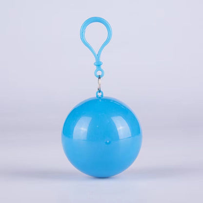 Hooded Disposable Rain Poncho, Waterproof Tear-Resistant Portable Raincoat with Keychain Ball