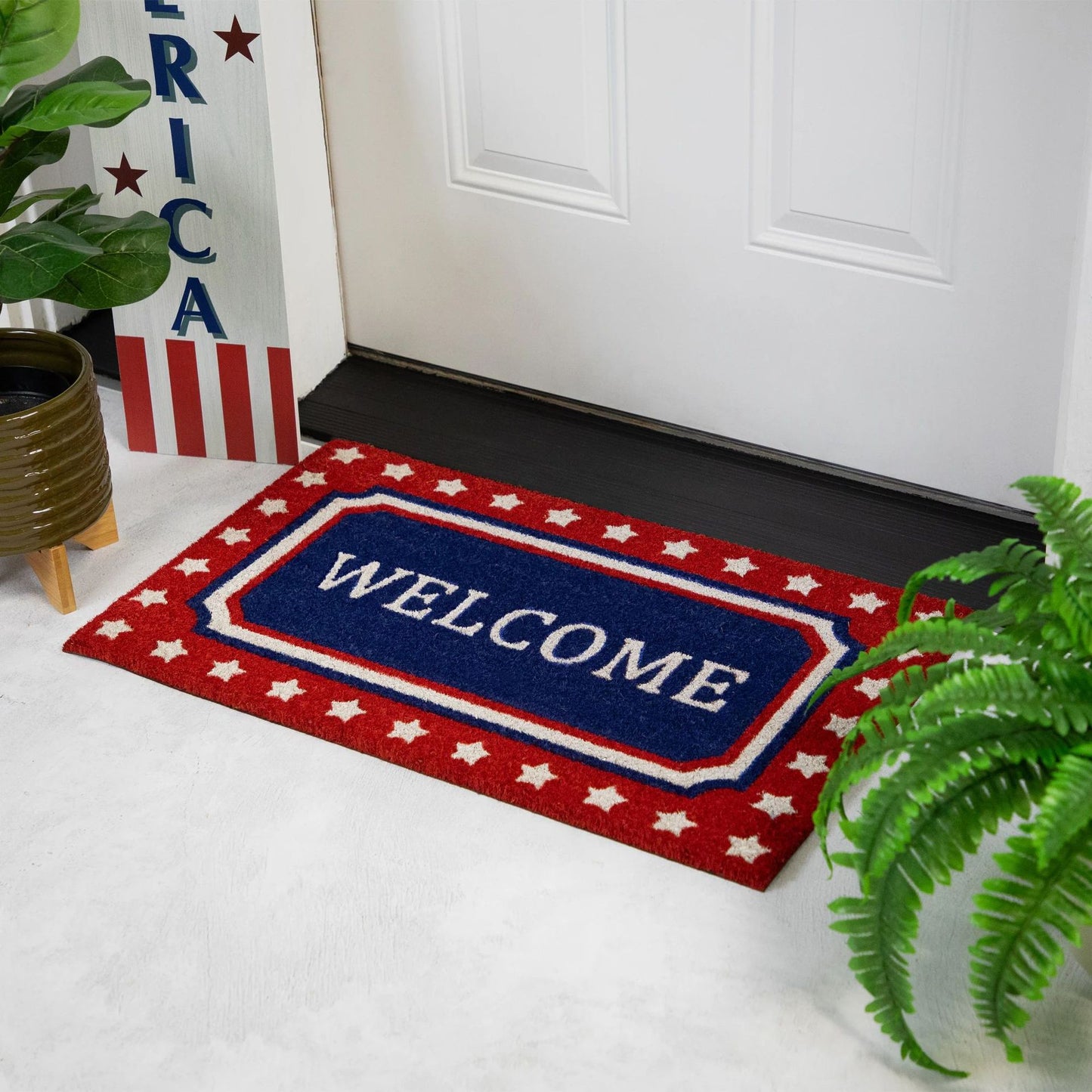 🔥Limited Time 50% Off✨Northlight Americana Stripes Stars Coir Doormat 15.8"x 23.6"