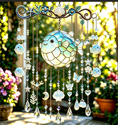 🔥HOT SALE🔥🐢Ocean Animal Acrylic Wind Chime—2D Turtle/Dolphin/Whale Style Hanging Ornament, Outdoor Garden Balcony Decor Handmade Gift
