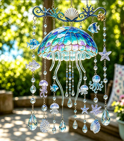 🌊Ocean-Themed Crystal Wind Chime – ✨Bring the Ocean Glow to Your Garden