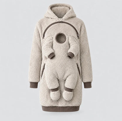 Mom & Baby Plush Hoodie – Cozy Pullover with Front Zip Panel
