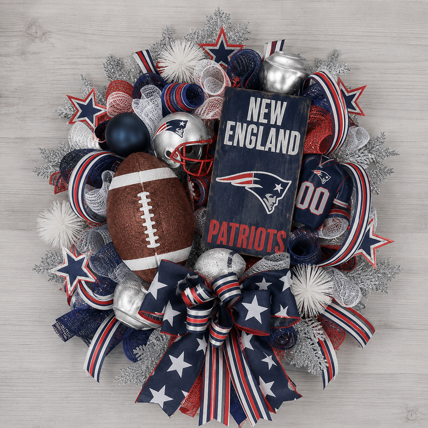 Football Team Handcrafted Wreath for Game-Day Front Door Decor
