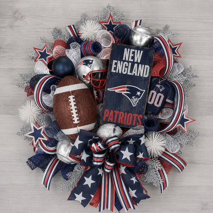 Football Team Handcrafted Wreath for Game-Day Front Door Decor