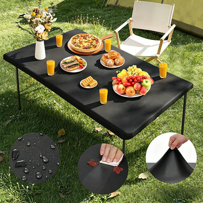 Stretch Fabric Table Top Cap Cover – Elastic Edge, Waterproof & Reusable