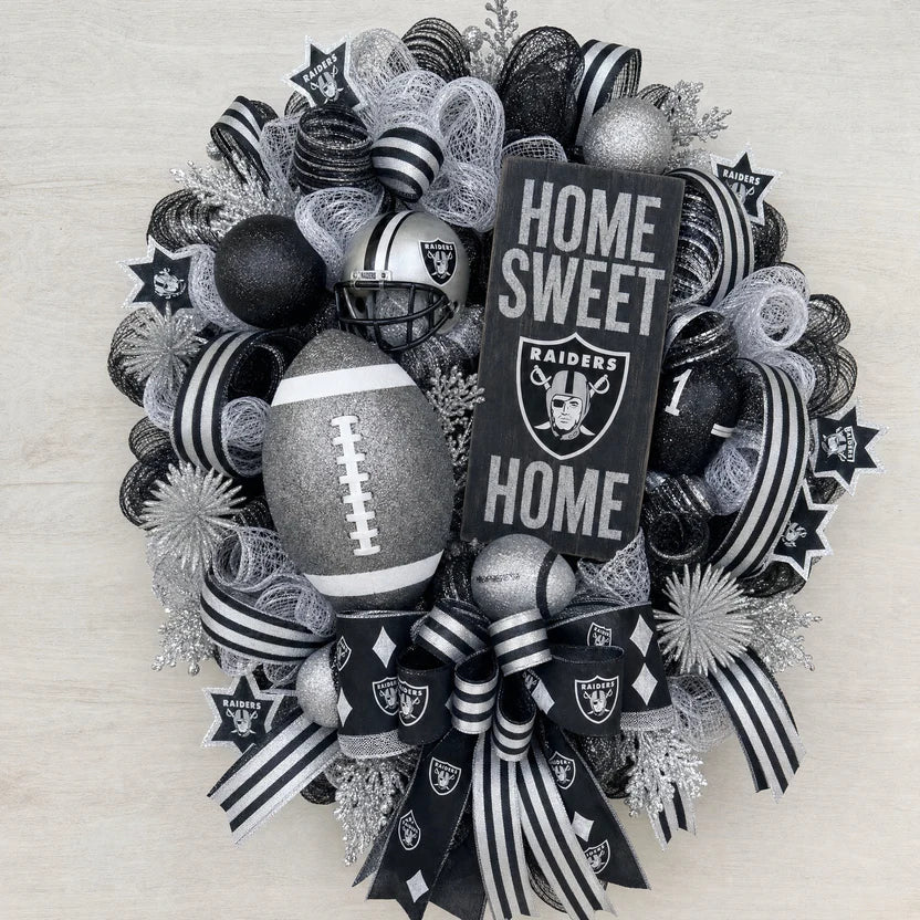 Football Team Handcrafted Wreath for Game-Day Front Door Decor