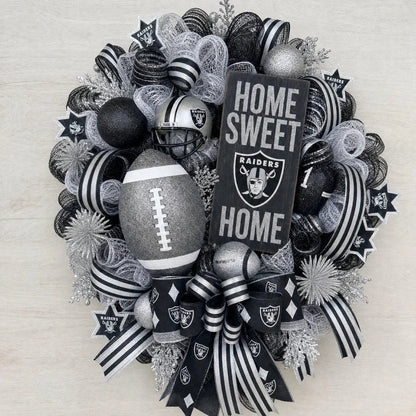 Football Team Handcrafted Wreath for Game-Day Front Door Decor