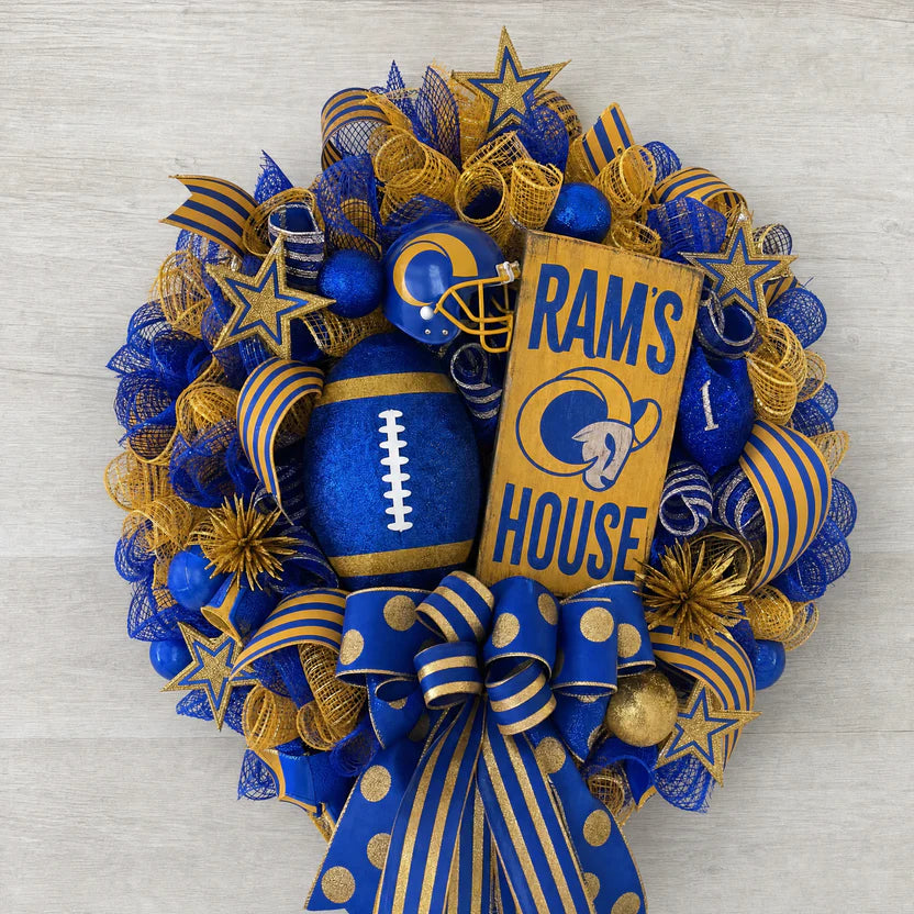 Football Team Handcrafted Wreath for Game-Day Front Door Decor