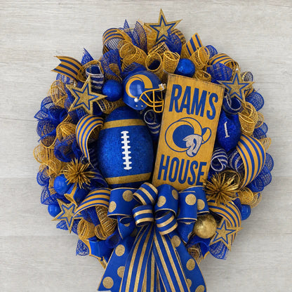 Football Team Handcrafted Wreath for Game-Day Front Door Decor
