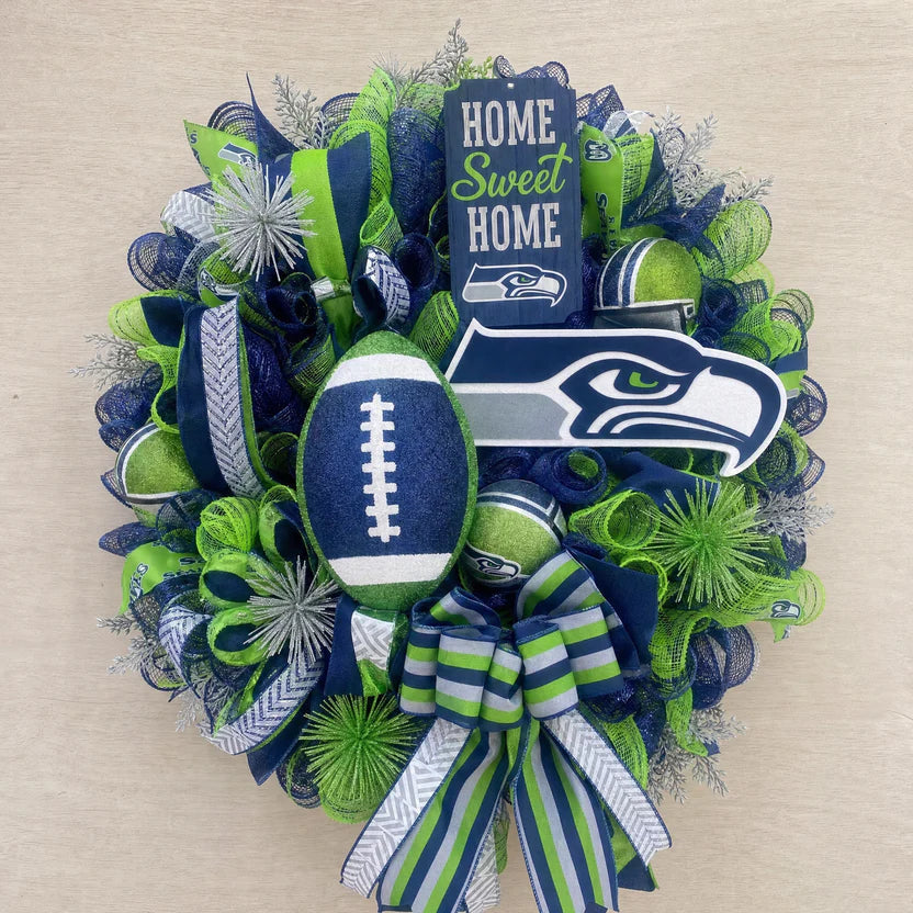 Football Team Handcrafted Wreath for Game-Day Front Door Decor