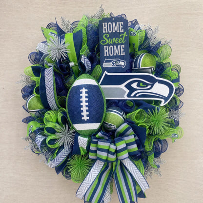 Football Team Handcrafted Wreath for Game-Day Front Door Decor
