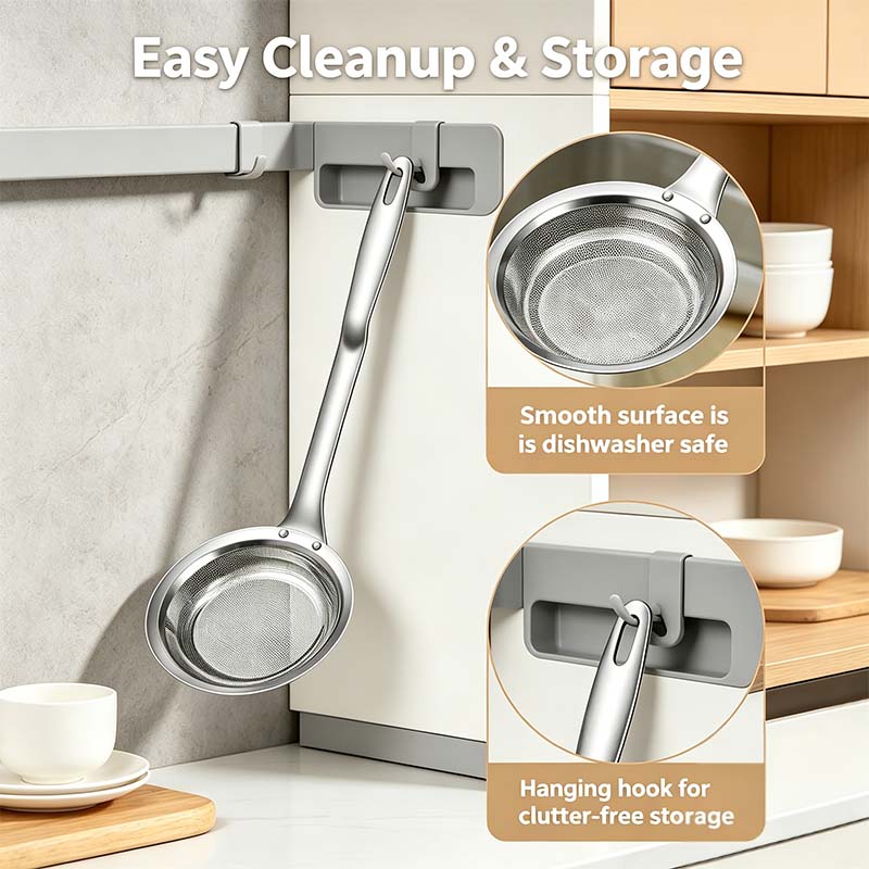 Fine mesh skimmer hanging storage and easy cleaning
