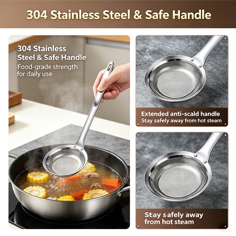 304 stainless steel skimmer handle and fine mesh construction
