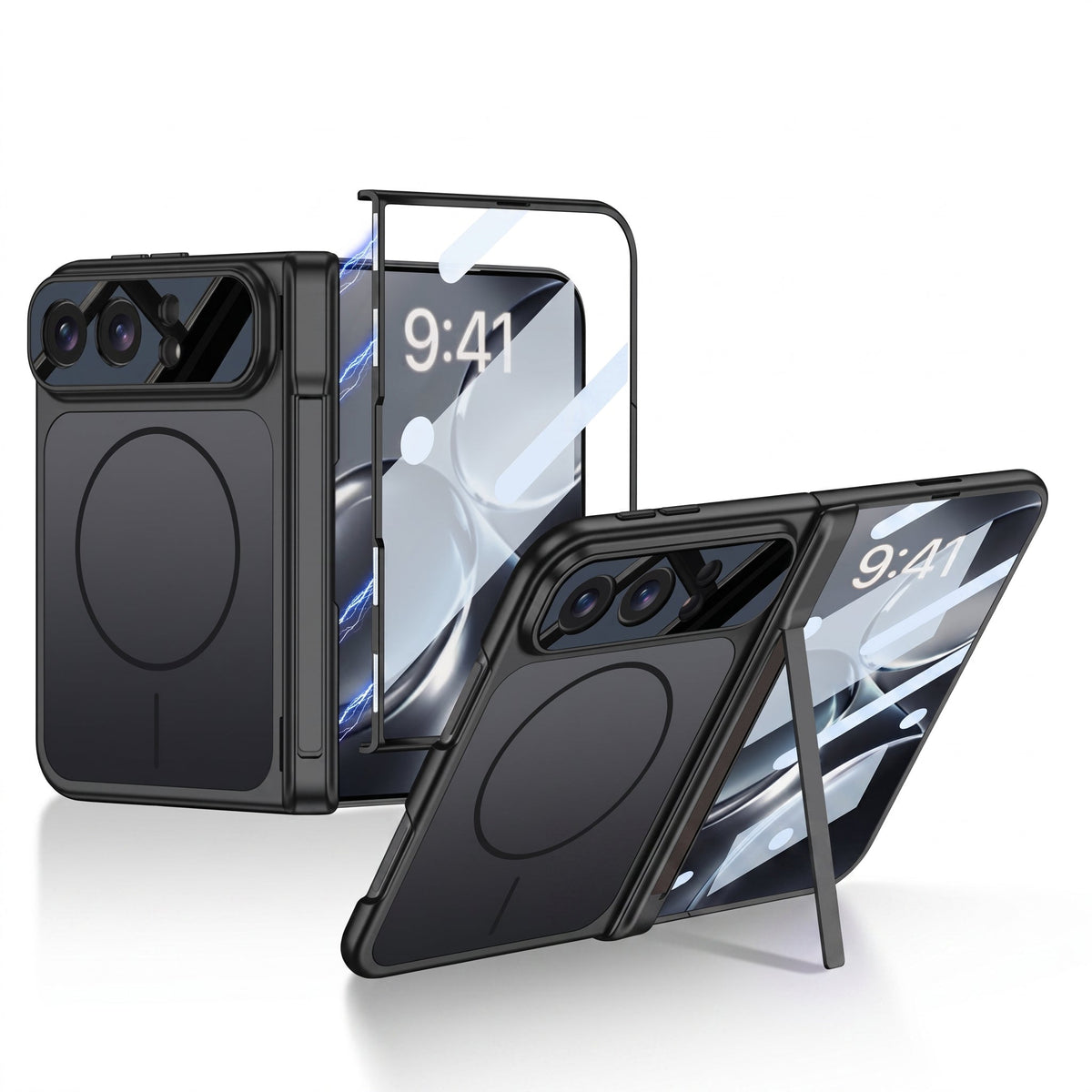 For iPhone Duo -3 In 1 Magnetic Case + Screen Protector & Hinge Stand