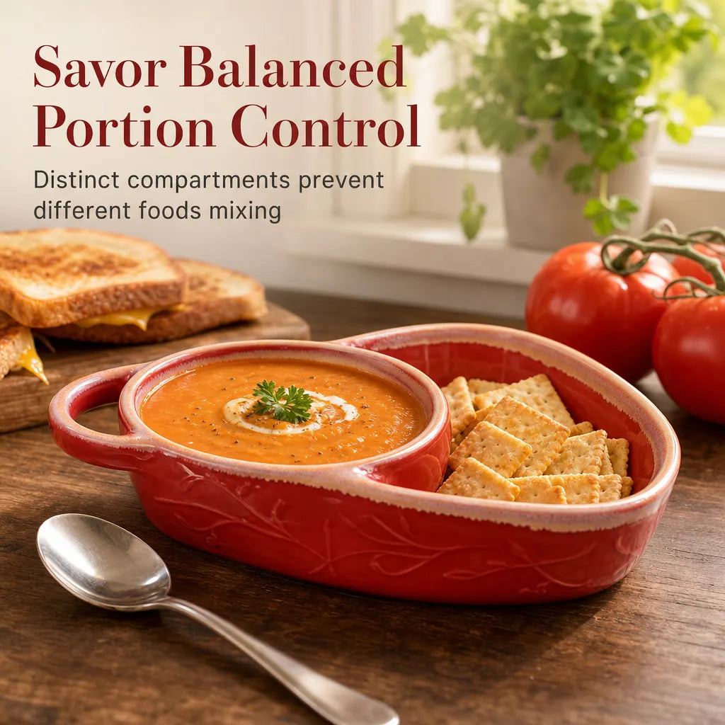 Keep Dips Crisp Instantly! Retro Ceramic Divided Baking Dish