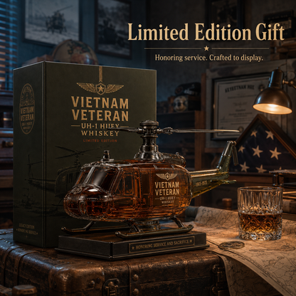 🚁Vietnam Veteran UH-1 Huey Helicopter 1965-1975 Whiskey Bottle