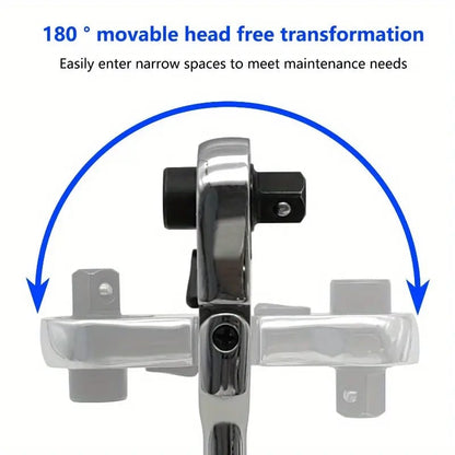 🔧 1/4' Flexible Head Ratchet Wrench | 72‑Tooth Compact Socket Spanner for Tight‑Space Repairs