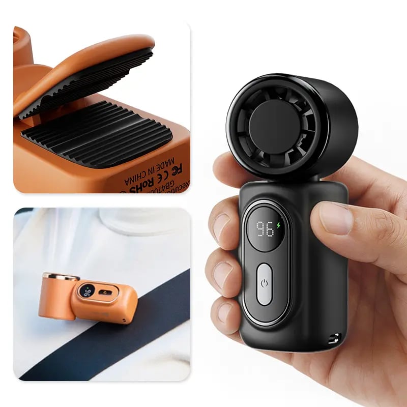 Mini Portable Handheld Clip Fan, 3-in-1 Rechargeable 3000mAh Battery, 5 Speeds, 180° Adjustable Airflow, USB Cooling, Perfect for Travel, Office, and Personal Use - Protection