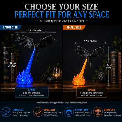 🐉🔥 3D Fire‑Breathing Dragon LED Light | Glowing Fantasy Bookshelf Decor