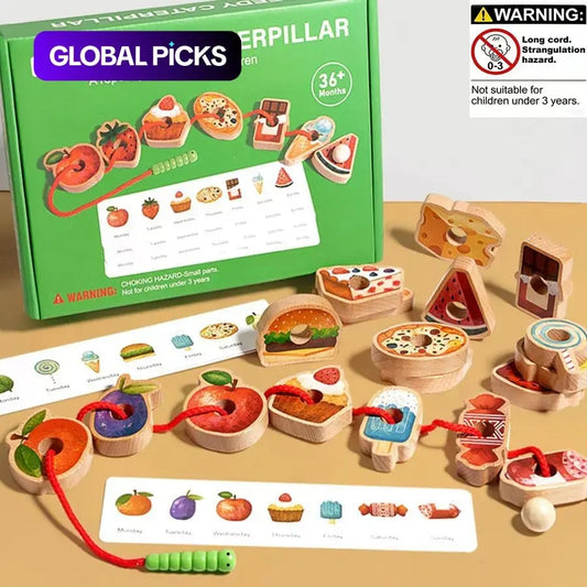 🧠 Wooden Caterpillar Lacing Game: The Montessori Focus & Logic Builder
