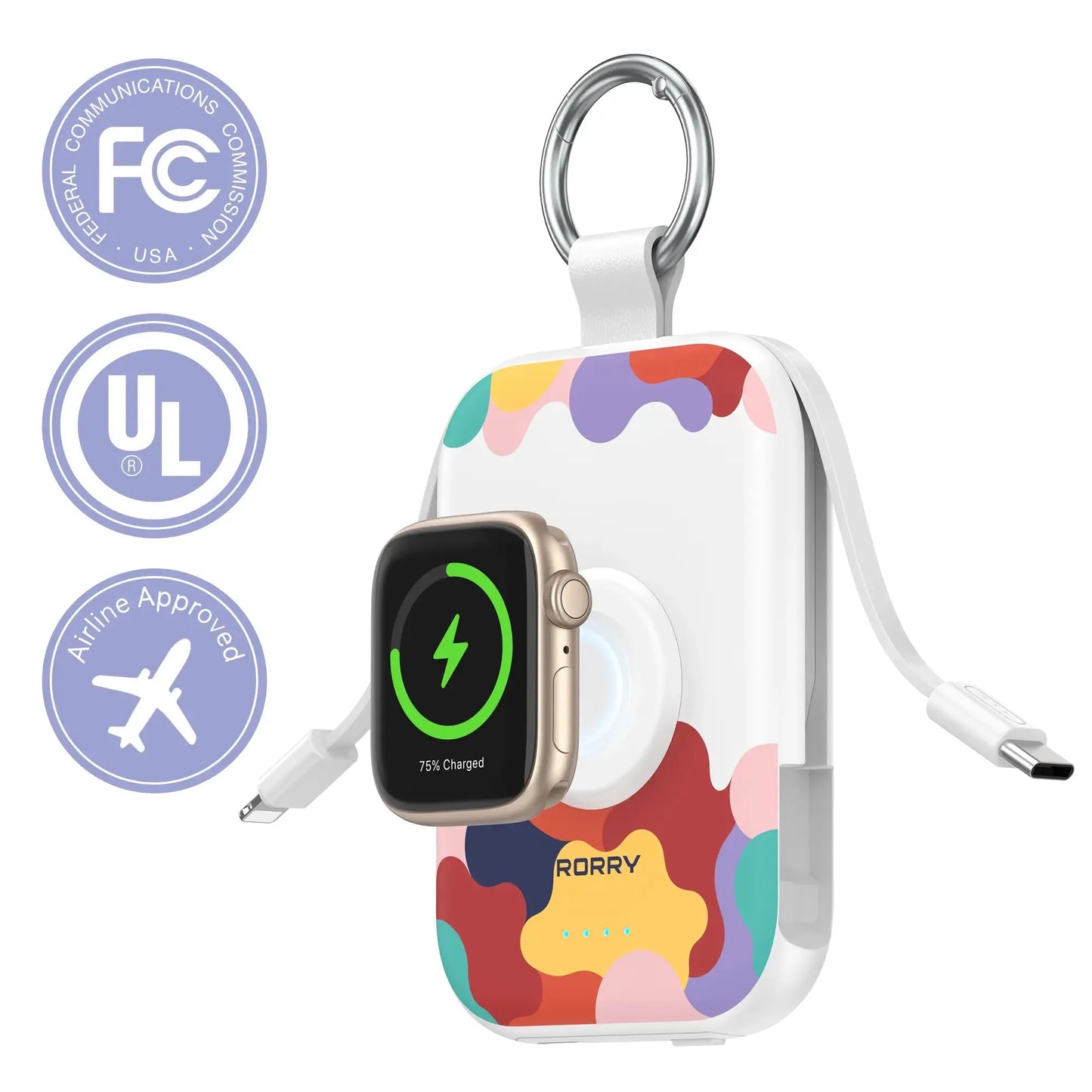 🔥5000mAh Portable Charger Power Bank with Built-in Cables Travel Keychain Battery Pack