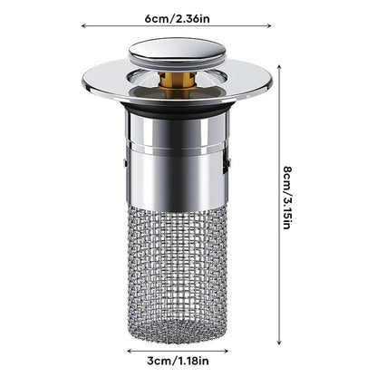 🔥Bathroom Sink Stopper Hair Catcher, Universal Pop Up Sink Drain Filter with Stainless Steel Filter Basket, Bathroom Sink Drain Strainer