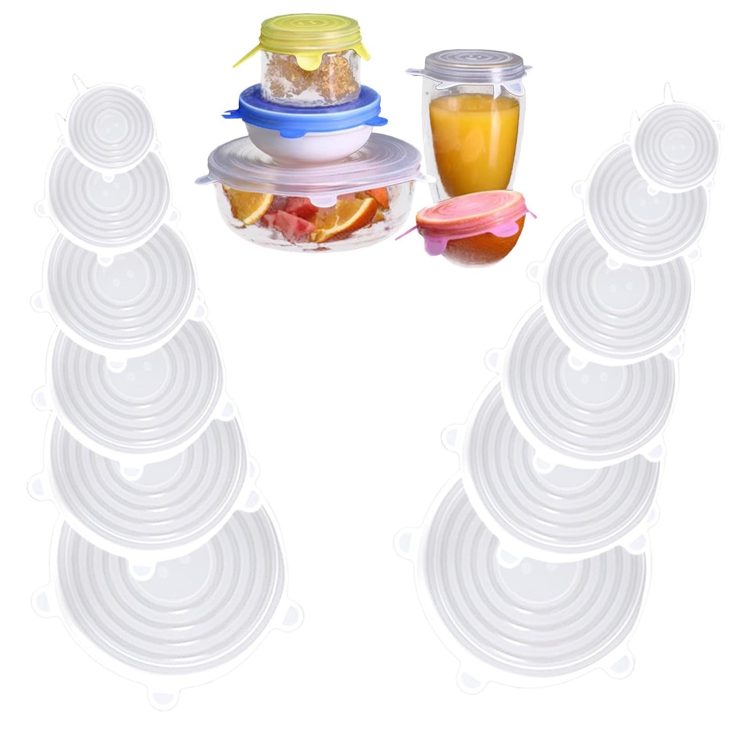 6/12pcs set Silicone Cover Stretch Lids Reusable Airtight Food Wrap Covers