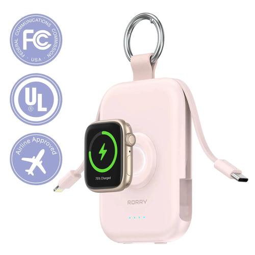 🔥5000mAh Portable Charger Power Bank with Built-in Cables Travel Keychain Battery Pack