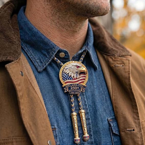 🎁🎉Only $24.99 This Week🌟🎉USA 250th Anniversary Eagle Bolo Tie