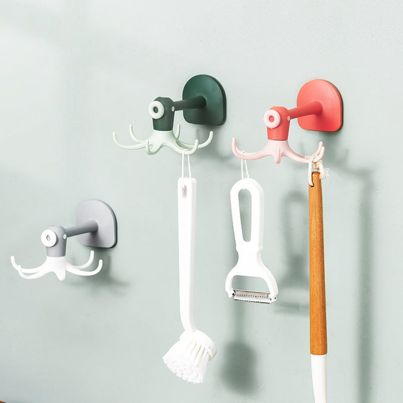 🪝Drill-free 360° rotating octopus hook🐙