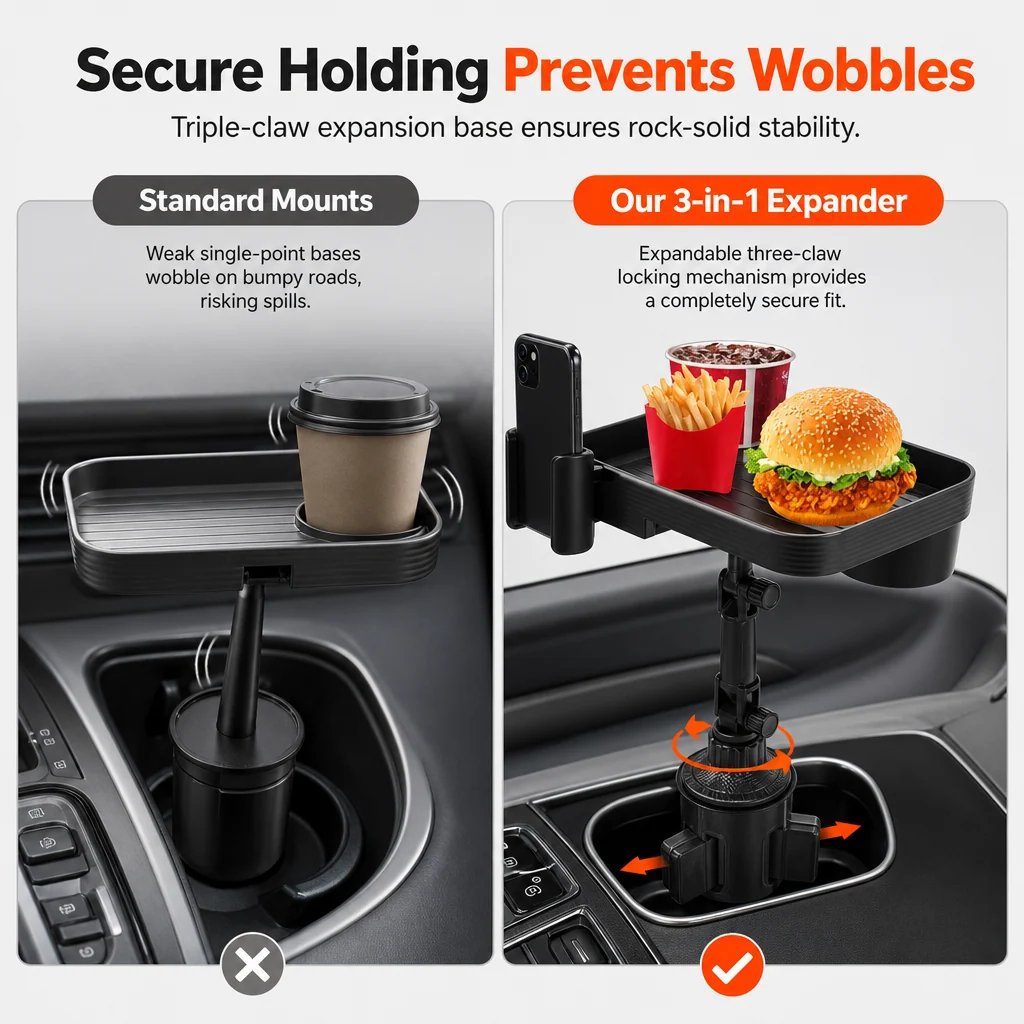 3-in-1 vehicle cup holder organizer side view
