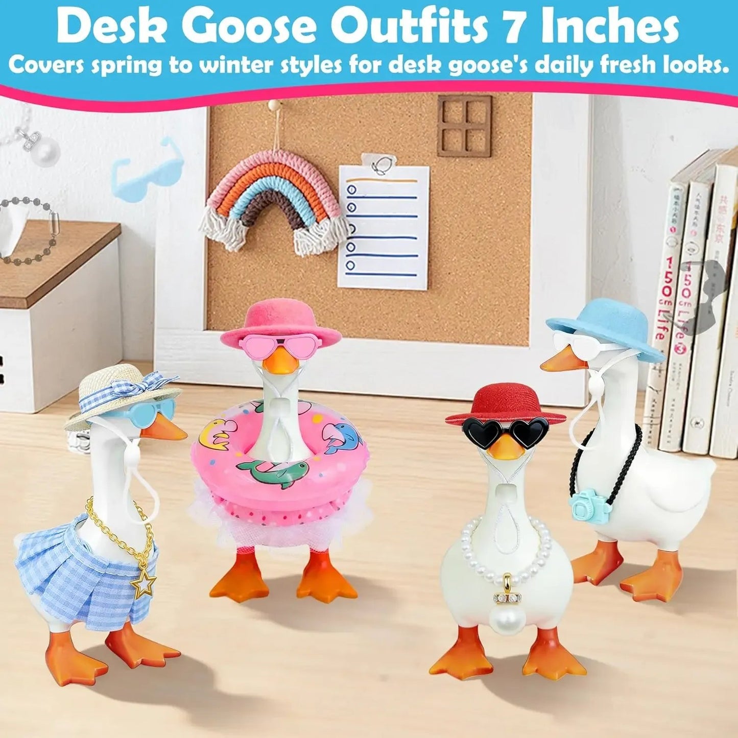 16PCS Mini Desk Goose Outfit Set