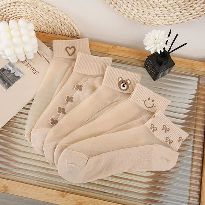 🔥Buy More Save More🔥7 Pairs Womens Sheer Floral Mesh Ankle Socks