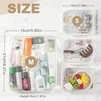 🌟Clear Organizer Storage Box 🌟4PCS Clear Hard Zipper Case PVC Plastic Clear Storage Containers