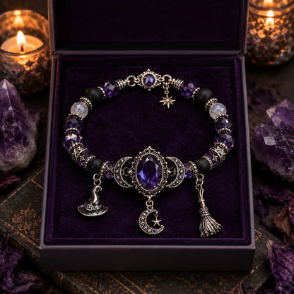 🔥 LAST DAY 49% OFF – 🔮 Witch’s Crystal Moon Charm Bracelet