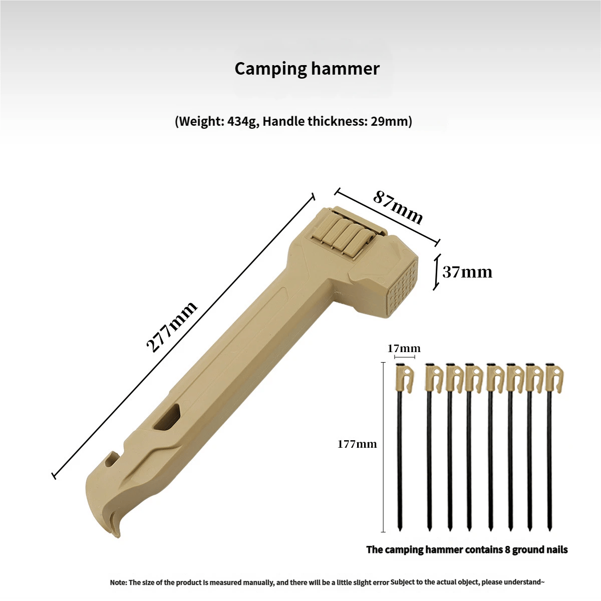 ⛺ Multifunctional Camping Hammer with Built-In Stake Storage