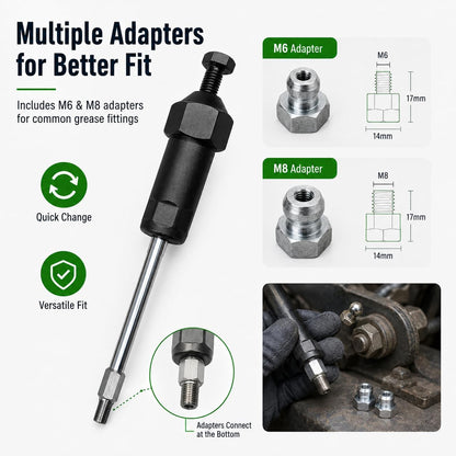 🔧 Heavy‑Duty Grease Fitting Cleaner Tool With M6 & M8 Adapters