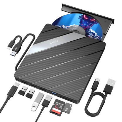 💿 Retro 5‑in‑1 External CD/DVD Drive & Hub