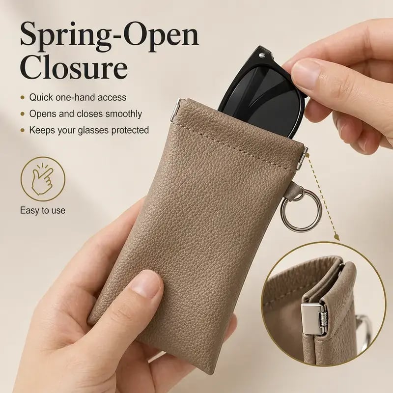 💥Buy 1 get 1 free 🔥Soft PU Leather Sunglasses Pouch Elastic Opening Eyeglasses Bag