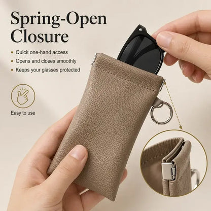 💥Buy 1 get 1 free 🔥Soft PU Leather Sunglasses Pouch Elastic Opening Eyeglasses Bag