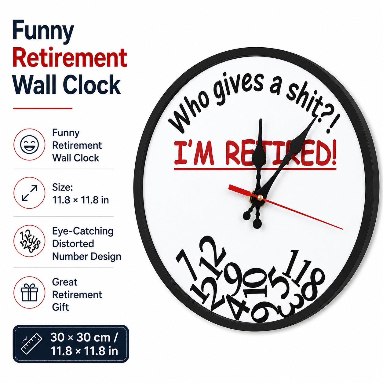⏰ Who Cares What Time It Is? You’re Retired! 🎉Funny Retirement Wall Clock