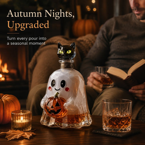 🔥HOT SALE🔥Ghost Pumpkin Halloween Decanter 🎃 Spooky Glass Whiskey Bottle