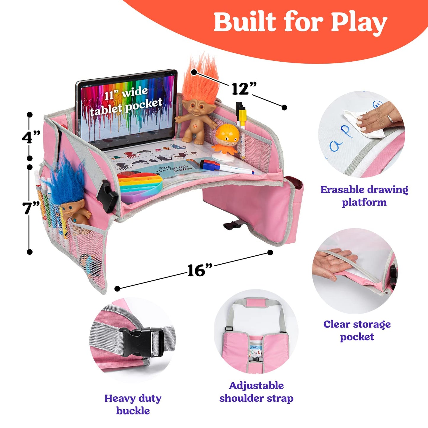 🚗✨ Kids Travel Tray for Car – Mess-Free Activity & Snack Table for Toddlers