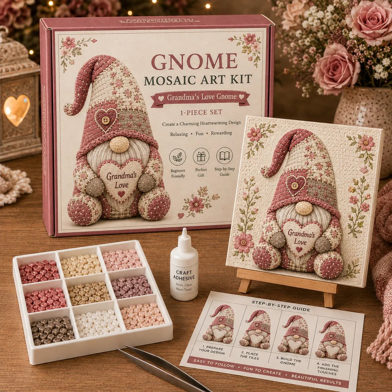 🔥💕Last Day 50% OFF -  🌸Gnome Mosaic Art Kit – Create Your Own Charming Handmade Masterpiece
