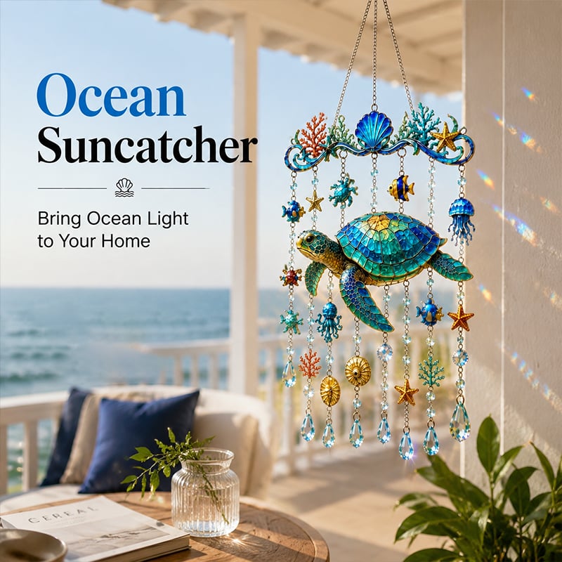 🔥HOT SALE🔥🐢Ocean Animal Acrylic Wind Chime—2D Turtle/Dolphin/Whale Style Hanging Ornament, Outdoor Garden Balcony Decor Handmade Gift