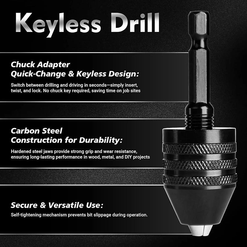 3-jaw chuck for electric screwdrivers and drills – keyless, quick-change & compatible with round and hexagonal shanks – perfect for hobby, renovation and precision work 🛠️✨