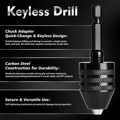 3-jaw chuck for electric screwdrivers and drills – keyless, quick-change & compatible with round and hexagonal shanks – perfect for hobby, renovation and precision work 🛠️✨