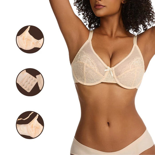 🔥2025 HOT SALE-49% OFF🔥 Floral Lace Plus Size Underwire Unlined Unpadded Full Coverage Bra