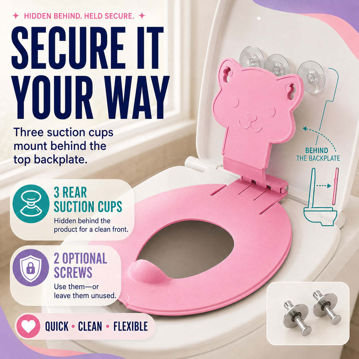 🐻 Flip-Down Toddler Toilet Training Seat – Cleaner, Easier Potty Training！！！