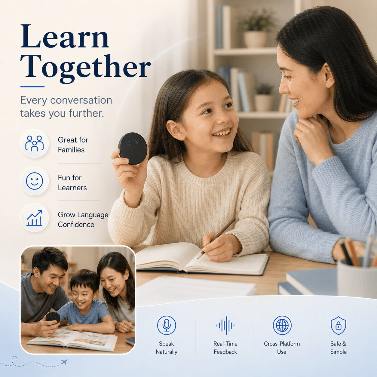 Spanish & English Practice Companion – Supports 108 Languages